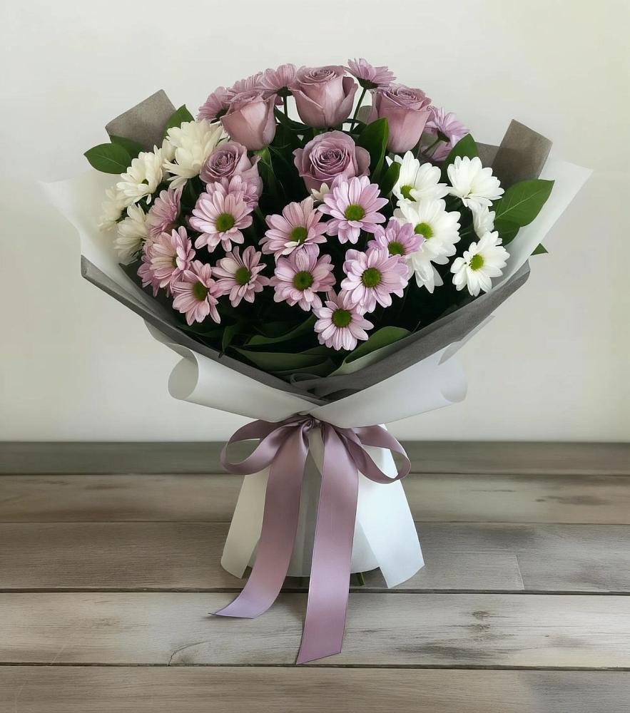 Букет цветов из: Хризантемы и Розы в Кагальнике