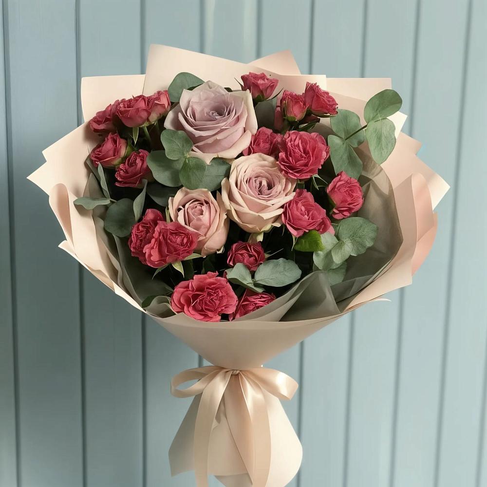 Букет цветов из: Гвоздики и Розы в Кагальнике