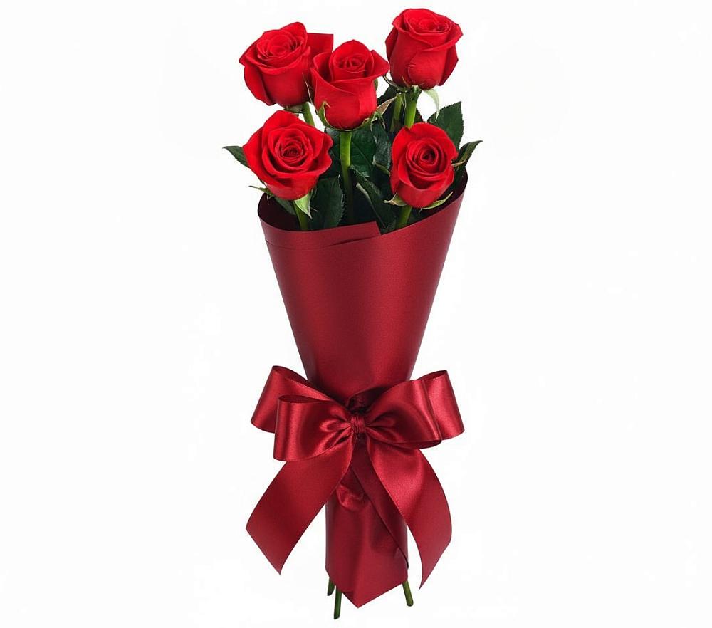 Букет 5 Красных роз Эдлесс Лав в Кагальнике
