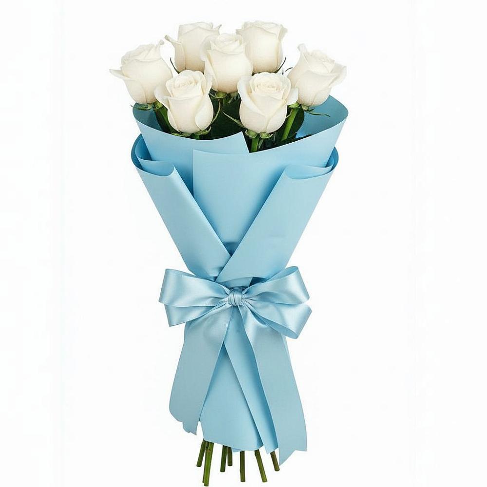 Букет 7 белых роз Проуд в Кагальнике