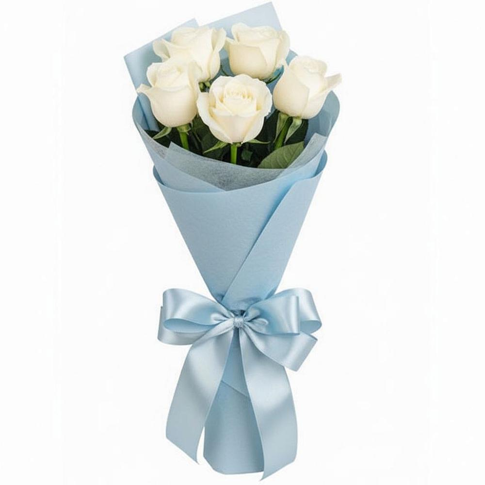 Букет 5 Белых роз Проуд в Кагальнике