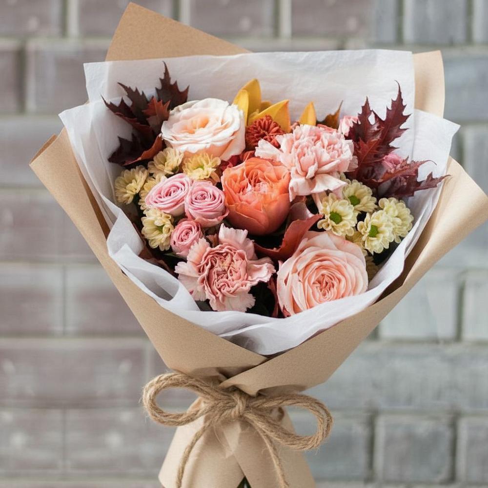 Букет цветов из: Гвоздики, Хризантемы и Розы в Кагальнике