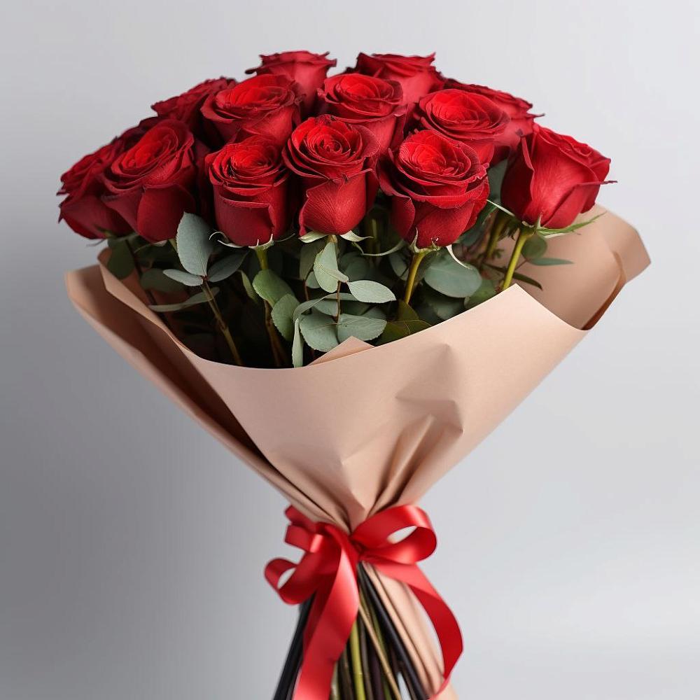 Букет 15 Красных роз Эдлесс Лав в Кагальнике