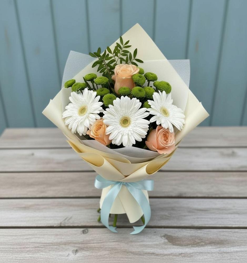 Букет цветов из: Герберы, Розы и Хризантемы в Кагальнике