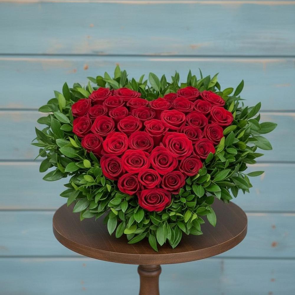 Цветочная композиция из Розы в виде сердца в Кагальнике