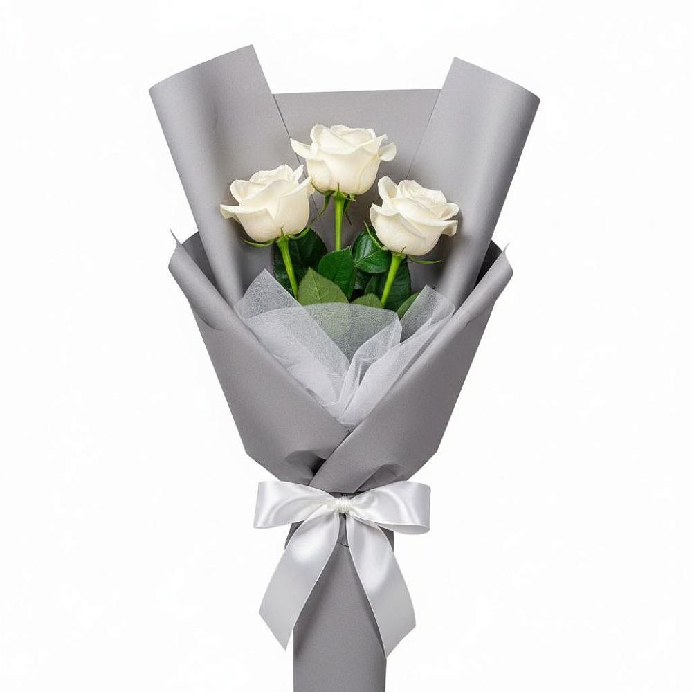 Букет 3 белые розы в Кагальнике