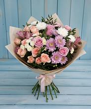 Букет цветов из:  Хризантемы, Розы и Альстромерии в Кагальнике