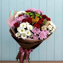 Букет цветов из:  Розы, Хризантемы и Альстромерии #REPLACE_PRED# Кагальнике