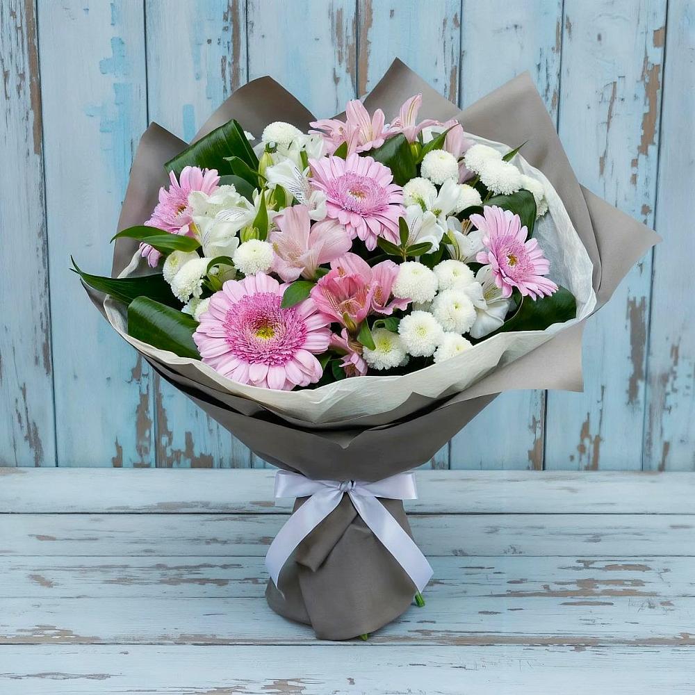 Букет цветов из: Герберы, Альстромерии и Хризантемы в Кагальнике